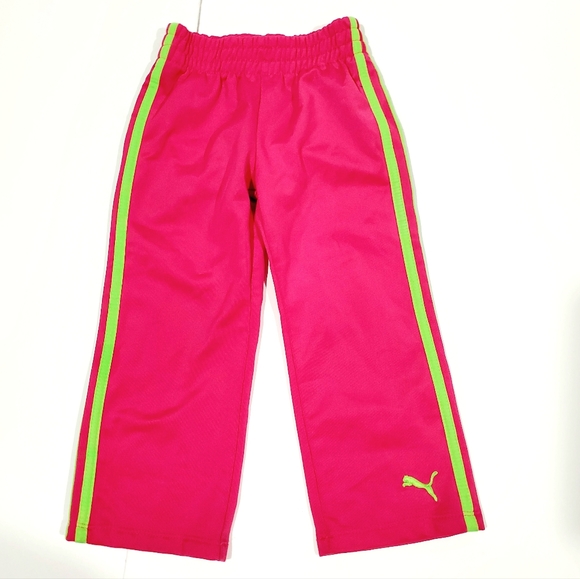 Puma Sport Lifestyle Pink & Green Pull On Athletic Workout Pants Size 3T - Picture 2 of 8